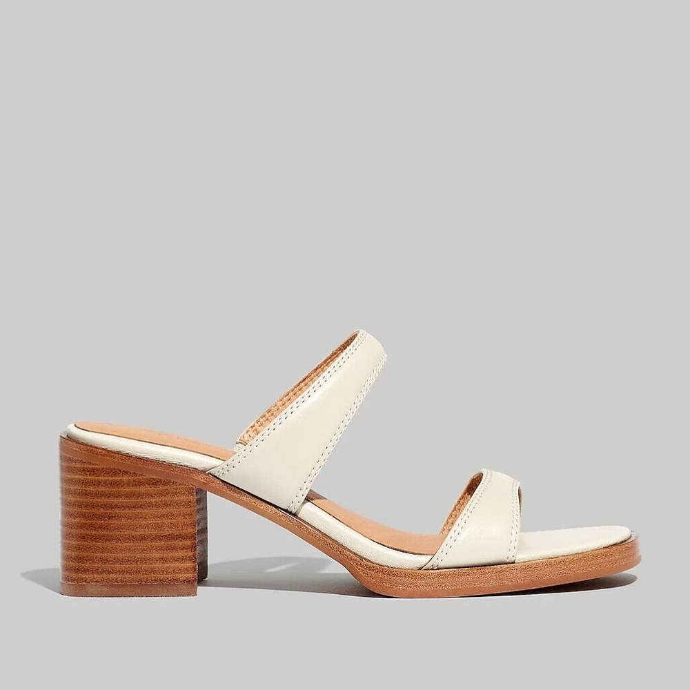 New MADEWELL The Saige Double-Strap Sandal in Leather in Pale Oyster - Picture 2 of 8